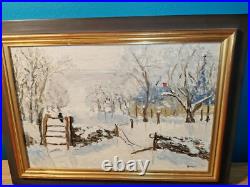 Paysage De Neige d'apres Monet tableau peinture huile sur toile signée A Saisir