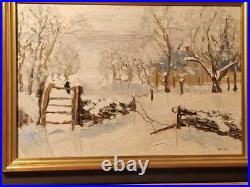 Paysage De Neige d'apres Monet tableau peinture huile sur toile signée A Saisir