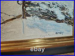 Paysage De Neige d'apres Monet tableau peinture huile sur toile signée A Saisir