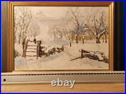 Paysage De Neige d'apres Monet tableau peinture huile sur toile signée A Saisir