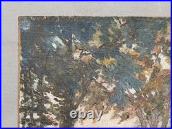 Paysage arboré, huile sur toile, tableau ancien, peinture