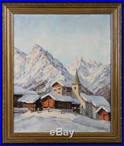 Paysage de Montagnes, neige, signé J. WAGNER daté 1949