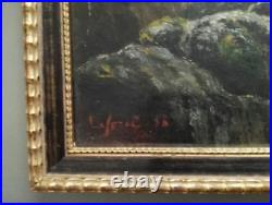 Paysage de montagne au torrent par Laforêt 88 huile sur toile peinture tableau