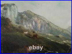 Paysage de montagne au torrent par Laforêt 88 huile sur toile peinture tableau