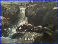 Paysage de montagne au torrent par Laforêt 88 huile sur toile peinture tableau