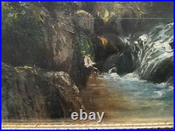 Paysage de montagne au torrent par Laforêt 88 huile sur toile peinture tableau