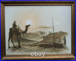 Paysage orientaliste de desert, huile sur toile