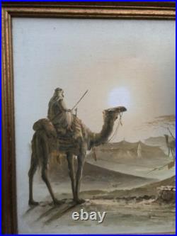Paysage orientaliste de desert, huile sur toile
