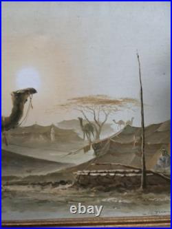 Paysage orientaliste de desert, huile sur toile