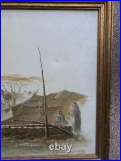 Paysage orientaliste de desert, huile sur toile