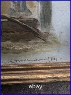 Paysage orientaliste de desert, huile sur toile