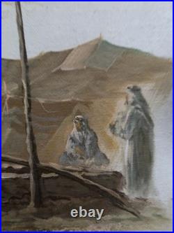 Paysage orientaliste de desert, huile sur toile