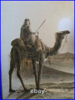 Paysage orientaliste de desert, huile sur toile