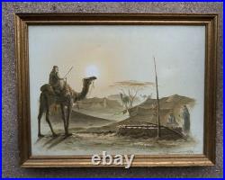 Paysage orientaliste de desert, huile sur toile