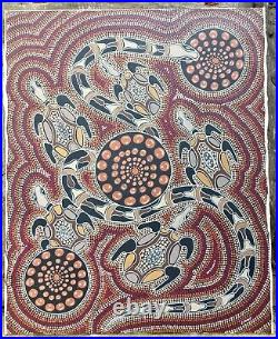 Peinture Aborigène Aboriginal Painting Turtles & Snake B. PICKETT