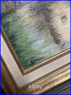 Peinture Ancienne Château Huile sur Toile Signée