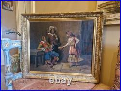 Peinture Ancienne Encadrée, Scène De Mousquetaires XIX Ème S