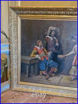 Peinture Ancienne Encadrée, Scène De Mousquetaires XIX Ème S
