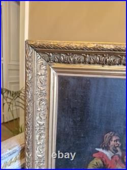 Peinture Ancienne Encadrée, Scène De Mousquetaires XIX Ème S Peinture Ancienne Encadrée, Scène De Mousquetaires XIX Ème S