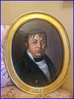 Peinture Ancienne Encadrée, huile sur toile Portrait D'homme XIX Ème S