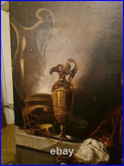 Peinture Ancienne Grand Format Huile Sur Toile Eli Et Samuel XIX Ème S