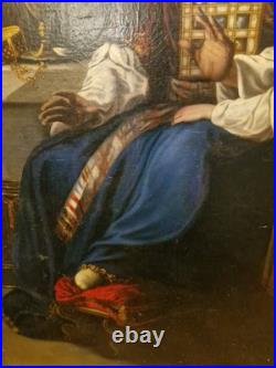 Peinture Ancienne Grand Format Huile Sur Toile Eli Et Samuel XIX Ème S