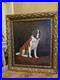 Peinture Ancienne, Huile Sur Toile Chien Saint Bernard Encadrée