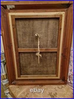 Peinture Ancienne, Huile Sur Toile Encadrée Représentant Une Scène D'intérieur