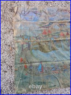 Peinture Ancienne, Huile Sur Toile Grande Dimension