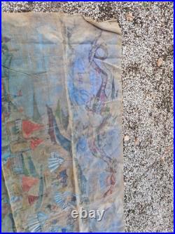 Peinture Ancienne, Huile Sur Toile Grande Dimension