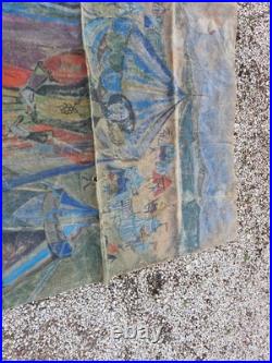 Peinture Ancienne, Huile Sur Toile Grande Dimension