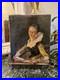Peinture Ancienne, Huile Sur Toile Portrait De Femme