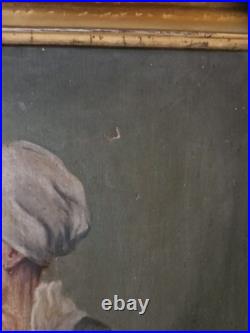 Peinture Ancienne Huile Sur Toile Portrait De Femme