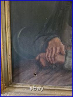 Peinture Ancienne Huile Sur Toile Portrait De Femme