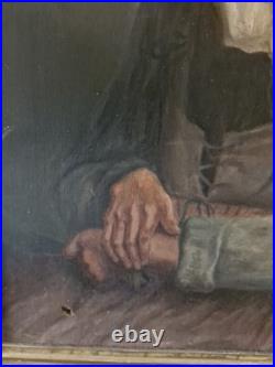 Peinture Ancienne Huile Sur Toile Portrait De Femme