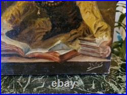Peinture Ancienne, Huile Sur Toile Portrait De Femme