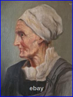 Peinture Ancienne Huile Sur Toile Portrait De Femme