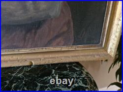 Peinture Ancienne Huile Sur Toile Portrait De Femme