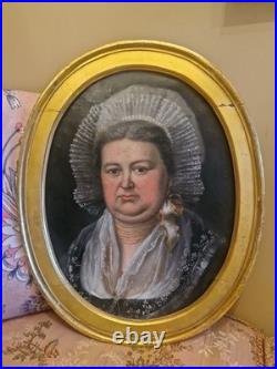 Peinture Ancienne, Huile Sur Toile Portrait De Femme XIX Ème S