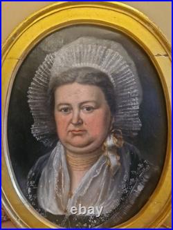 Peinture Ancienne, Huile Sur Toile Portrait De Femme XIX Ème S