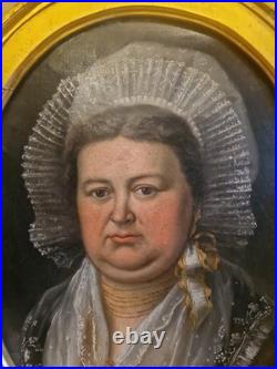 Peinture Ancienne, Huile Sur Toile Portrait De Femme XIX Ème S