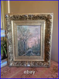 Peinture Ancienne, Huile Sur Toile Représentant Des Moutons XIX Ème S Cadre Doré