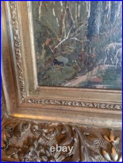 Peinture Ancienne, Huile Sur Toile Représentant Des Moutons XIX Ème S Cadre Doré