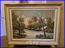 Peinture Ancienne Huile Sur Toile Représentant Un Paysage