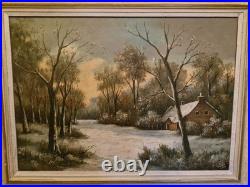Peinture Ancienne Huile Sur Toile Représentant Un Paysage