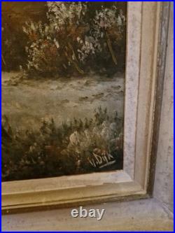 Peinture Ancienne Huile Sur Toile Représentant Un Paysage