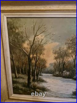 Peinture Ancienne Huile Sur Toile Représentant Un Paysage