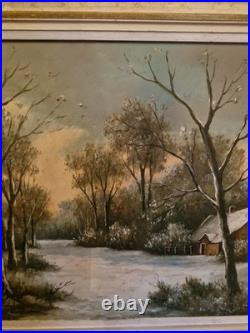 Peinture Ancienne Huile Sur Toile Représentant Un Paysage