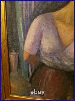 Peinture Ancienne, Huile Sur Toile Représentant Un Portrait De Femme Signée