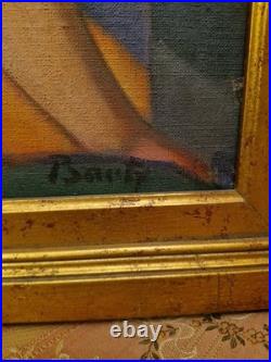 Peinture Ancienne, Huile Sur Toile Représentant Un Portrait De Femme Signée